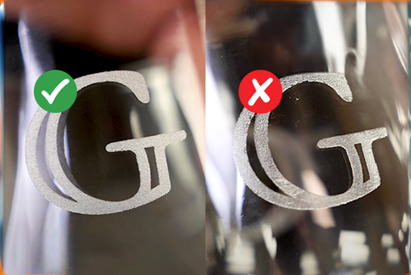 compare laser engraving to sandcarving on glass