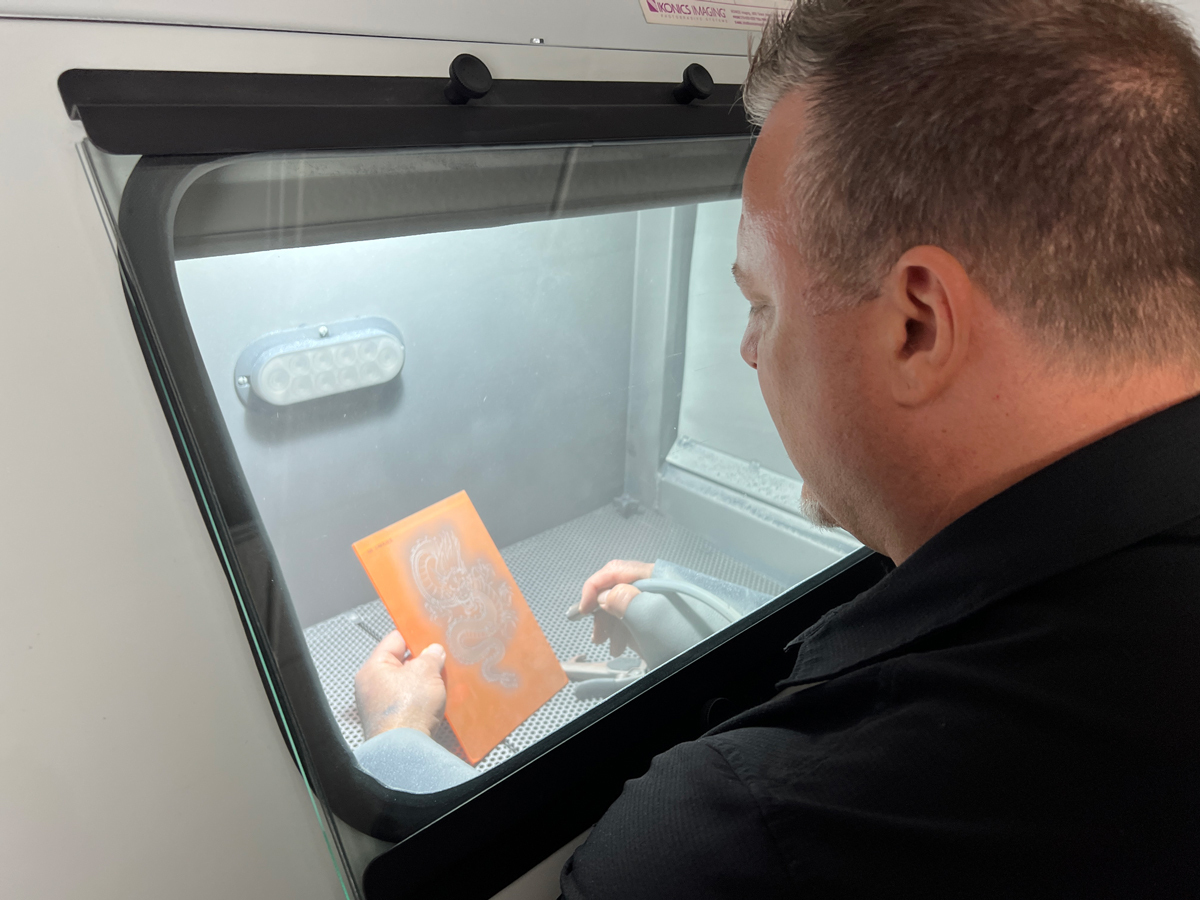 Blazer Orange laser mask by IKONICS Imaging