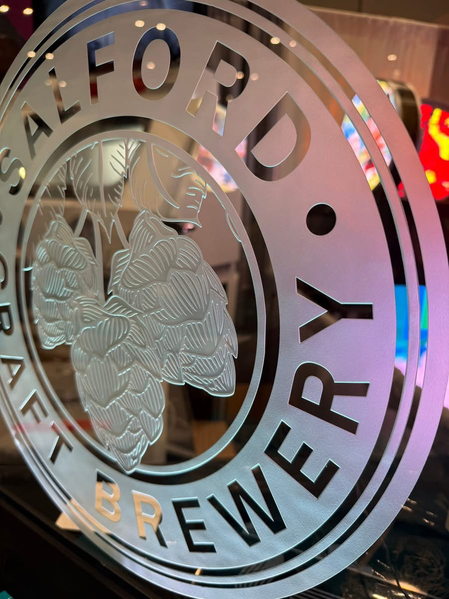 sandcarved hops logo brewery sign