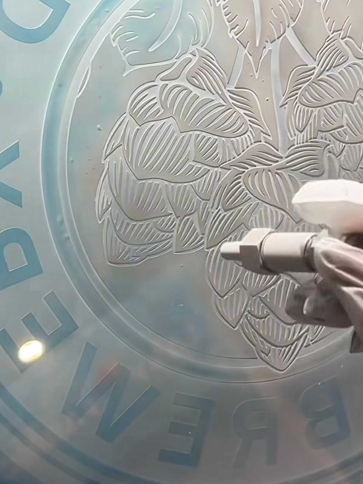 sandcarved hops logo brewery sign